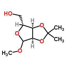 ((3aR,4R,6aR)-6-甲氧基-2,2-二甲基四氢呋喃[3,4-d][1,3]二噁烷-4-基)甲醇结构式