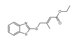 (E)-ethyl 4-(benzo[d]thiazol-2-ylthio)-3-methylbut-2-enoate结构式