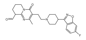 3-(2-(4-(6-fluoro-1,2-benzisoxazol-3-yl)-1-piperidinyl)ethyl)-6,7,8,9-tetrahydro-2-methyl-4H-pyrido[1,2-a]pyrimidin-4-one-9-carbaldehyde结构式