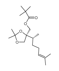 (4S)-2,2-Dimethyl-4-[1(1R)-1,5-dimethyl-4-hexenyl]-4-[(pivalyloxy)methyl]-1,3-dioxolane结构式