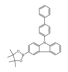 9-([1,1'-联苯基]-4-基)-3-(4,4,5,5-四甲基-1,3,2-二氧杂环戊硼烷-2-基)-9H-咔唑结构式
