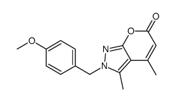 2-[(4-methoxyphenyl)methyl]-3,4-dimethylpyrano[2,3-c]pyrazol-6-one结构式
