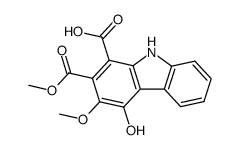 4-hydroxy-3-methoxy-9H-carbazole-1,2-dicarboxylic acid 2-methyl ester结构式