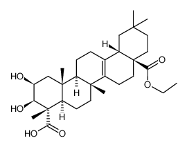 2β.3β-dihydroxy-27-nor-oleanene-(13)-dioic acid-(23.28)-28-ethyl ester结构式