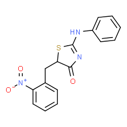 (E)-5-(2-nitrobenzyl)-2-(phenylimino)thiazolidin-4-one结构式