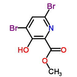 4,6-二溴-3-羟基吡啶甲酸甲酯结构式