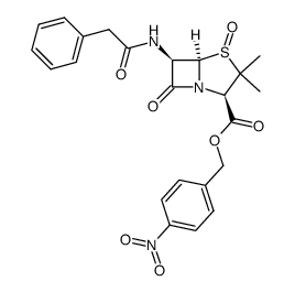 (1S,3S,5R,6R)-(4-nitrophenylmethyl)-1-dioxo-6-phenylacetamido-penam-3-carboxylate structure