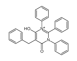 5-benzyl-6-hydroxy-1,2,3-triphenylpyrimidin-1-ium-4-one结构式