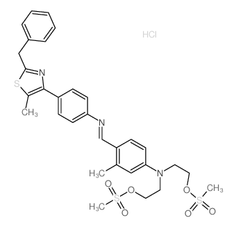 Ethanol, 2, 2-[[3-methyl-4-[[[4-[5-methyl-2-(phenylmethyl)-4-thiazolyl]phenyl ]imino]methyl]phenyl]imino]bis-, dimethanesulfonate (ester), monohydrochloride picture