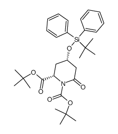 di(tert-butyl) (2S,4S)-4-{[tert-butyl(diphenyl)silyl]oxy}-6-oxo-1,2-piperidinedicarboxylate Structure