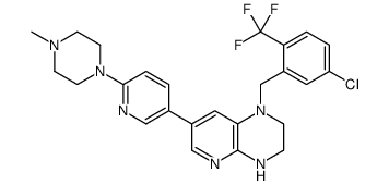 1-(5-氯-2-(三氟甲基)苄基)-7-(6-(4-甲基哌嗪-1-基)吡啶-3-基)-1,2,3,4-四氢吡啶并[2,3-b]吡嗪结构式