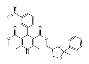 3-O-methyl 5-O-[(2-methyl-2-phenyl-1,3-dioxolan-4-yl)methyl] 2,6-dimethyl-4-(3-nitrophenyl)-1,4-dihydropyridine-3,5-dicarboxylate结构式