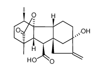 (1R,4R,4aR,4bR,7S,9aS,10S,10aR)-7-hydroxy-4-iodo-1-methyl-8-methylene-13-oxododecahydro-4a,1-(epoxymethano)-7,9a-methanobenzo[a]azulene-10-carboxylic acid结构式