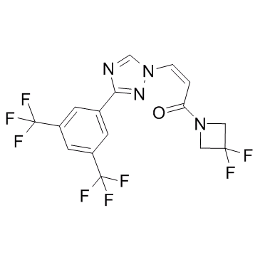 (2Z)-3-[3-[3,5-双(三氟甲基)苯基]-1H-1,2,4-三唑-1-基]-1-(3,3-二氟-1-氮杂环丁基)-2-丙烯-1-酮结构式