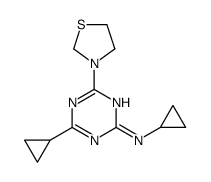 N,4-dicyclopropyl-6-(1,3-thiazolidin-3-yl)-1,3,5-triazin-2-amine结构式
