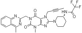 (R)-N-(1-(7-(But-2-yn-1-yl)-3-methyl-1-((4-methylquinazolin-2-yl)methyl)-2,6-dioxo-2,3,6,7-tetrahydro-1H-purin-8-yl)piperidin-3-yl)-2,2,2-trifluoroacetamide(LinagliptinImpurity) structure