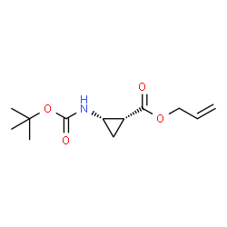 丙-2-烯-1-基(1R,2S)-rel-2-{[[(叔丁氧基)羰基]氨基}环丙烷-1-羧酸酯结构式