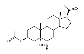 6β-Fluor-3β-acetoxy-5α-hydroxy-20-oxo-pregnan结构式
