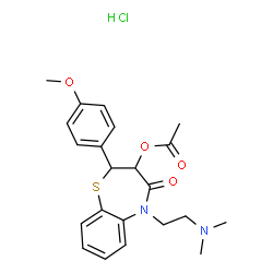 3-acetoxy-5-[2-(dimethylamino)ethyl]-2,3-dihydro-2-(4-methoxyphenyl)-1,5-benzothiazepin-4(5H)-one monohydrochloride结构式