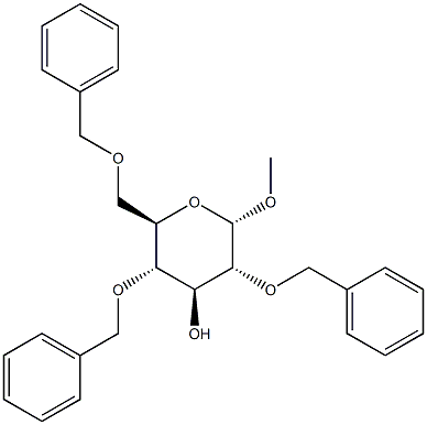甲基 2,4,6-三-O-苄基-ALPHA-D-吡喃葡萄糖苷结构式
