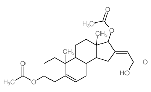2-(3,17-diacetyloxy-10,13-dimethyl-1,2,3,4,7,8,9,11,12,14,15,17-dodecahydrocyclopenta[a]phenanthren-16-ylidene)acetic acid structure