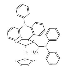 (+)- 1-[(R)-2-(2' -二苯膦苯基)二茂铁基]乙基苯基膦结构式