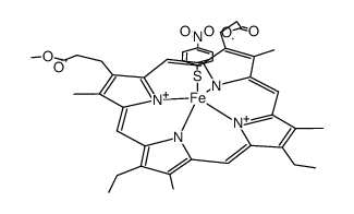 (4-nitrothiophenolato)iron(III)-protoporphyrin IX dimethyl ester complex Structure