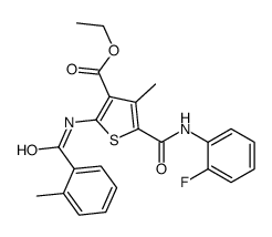 ethyl 5-[(2-fluorophenyl)carbamoyl]-4-methyl-2-[(2-methylbenzoyl)amino]thiophene-3-carboxylate Structure