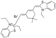 溴化3-乙基-2-乙基-2-[[3-[(3-乙基-2(3H)-苯并噻唑基)-亚甲基]-5,5-二甲基-2-环己烯-1-亚基]甲基]苯并噻唑翁结构式