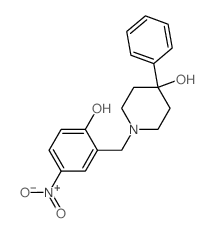 1-[(2-hydroxy-5-nitro-phenyl)methyl]-4-phenyl-piperidin-4-ol结构式