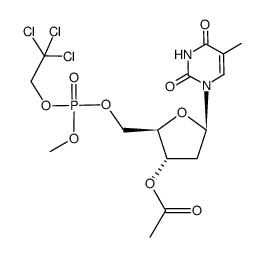 3'-acetylthymidine 5'-(methyl 2,2,2-trichloroethyl phosphate)结构式