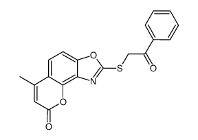 6-Methyl-2-(2-oxo-2-phenyl-ethylsulfanyl)-chromeno[8,7-d]oxazol-8-one Structure
