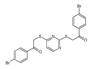 1-(4-bromophenyl)-2-[2-[2-(4-bromophenyl)-2-oxoethyl]sulfanylpyrimidin-4-yl]sulfanylethanone Structure