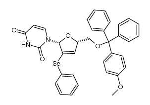 1-[5'-O-MMTr-2',3'-dideoxy-2'-phenylseleno-β-D-glycero-pent-2'-enofuranosyl]uracil Structure