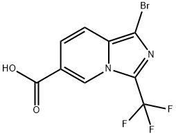 1-溴-3-(三氟甲基)咪唑并[1,5-A]吡啶-6-羧酸结构式