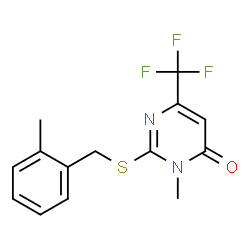 3-Methyl-2-[(2-methylbenzyl)sulfanyl]-6-(trifluoromethyl)-4(3H)-pyrimidinone结构式