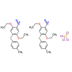 2,5-二乙氧基-4-[(4-甲基苯基)硫]重氮苯四氯锌酸盐结构式