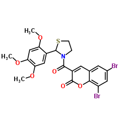 6,8-Dibromo-3-{[2-(2,4,5-trimethoxyphenyl)-1,3-thiazolidin-3-yl]carbonyl}-2H-chromen-2-one Structure