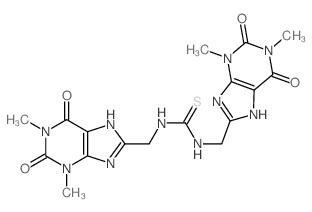 Thiourea,N,N'-bis[(2,3,6,9-tetrahydro-1,3-dimethyl-2,6-dioxo-1H-purin-8-yl)methyl]-结构式