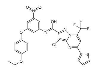 3-chloro-N-[3-(4-ethoxyphenoxy)-5-nitrophenyl]-5-thiophen-2-yl-7-(trifluoromethyl)pyrazolo[1,5-a]pyrimidine-2-carboxamide结构式