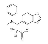 3,3-dichloro-4-(methyl(phenyl)amino)-3,4,5,6-tetrahydro-2H-furo[2,3-h]chromen-2-one结构式