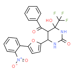 4-hydroxy-6-[5-(2-nitrophenyl)furan-2-yl]-5-(phenylcarbonyl)-4-(trifluoromethyl)tetrahydropyrimidin-2(1H)-one Structure