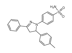 4-[3-(4-methylphenyl)-5-phenyl-3,4-dihydropyrazol-2-yl]benzene sulfonamide结构式