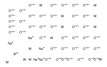 pentasodium, boron(+3) cation, oxygen(-2) anion, tungste结构式