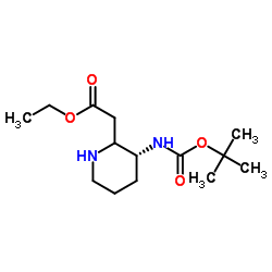 (R)-(3-TERT-BUTOXYCARBONYLAMINO-PIPERIDIN-2-YL)-ACETIC ACID ETHYL ESTER Structure