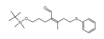 2-(3-((tert-butyldimethylsilyl)oxy)propyl)-3-methyl-5-(phenylthio)pent-2-enal结构式