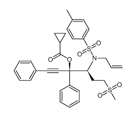 (3S,4S)-4-(N-allyl-4-methylphenylsulfonamido)-6-(methylsulfonyl)-1,3-diphenylhex-1-yn-3-yl cyclopropanecarboxylate Structure