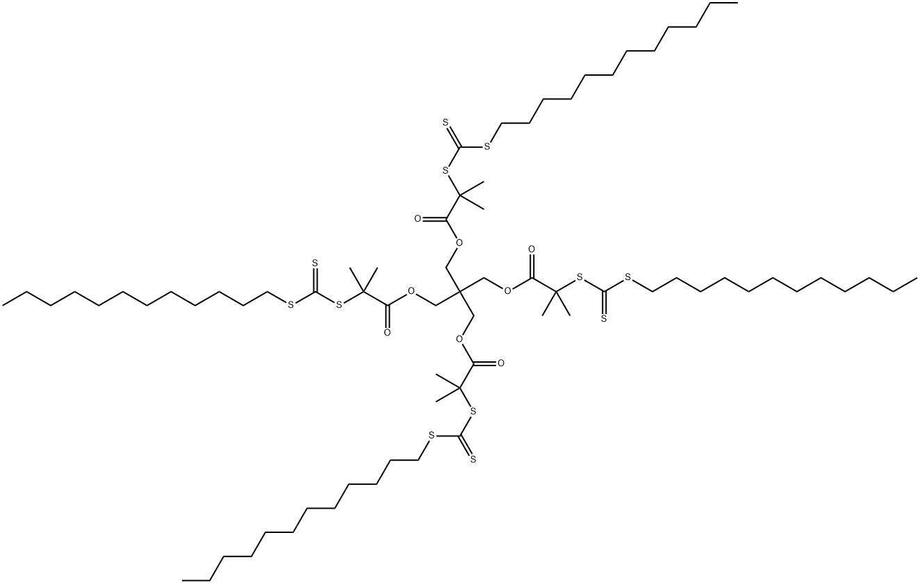 季戊四醇四[2-(十二烷基硫代羰基硫代硫基硫基)-2-甲基丙酸酯结构式