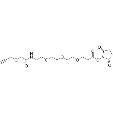 Propargyl-O-C1-amido-PEG3-C2-NHS ester结构式