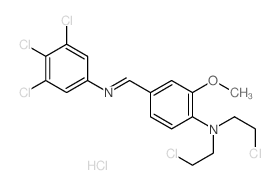 Benzenamine,N,N-bis(2-chloroethyl)-2-methoxy-4-[[(3,4,5-trichlorophenyl)imino]methyl]-,hydrochloride (1:1) Structure
